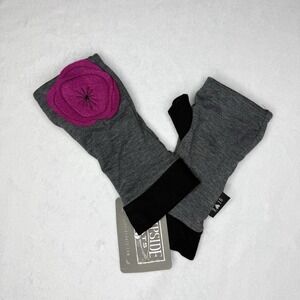New Flipside Eco Handwarmer Fingerless Gloves Flower One Size Gray Boho Artsy
